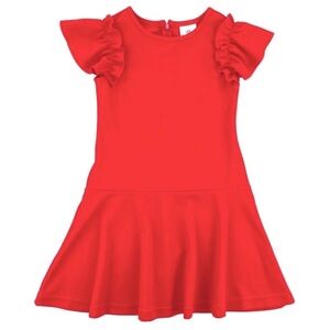 Florence Eiseman Girls 12 Crepe Scuba Red Dress with Ruffle Sleeves